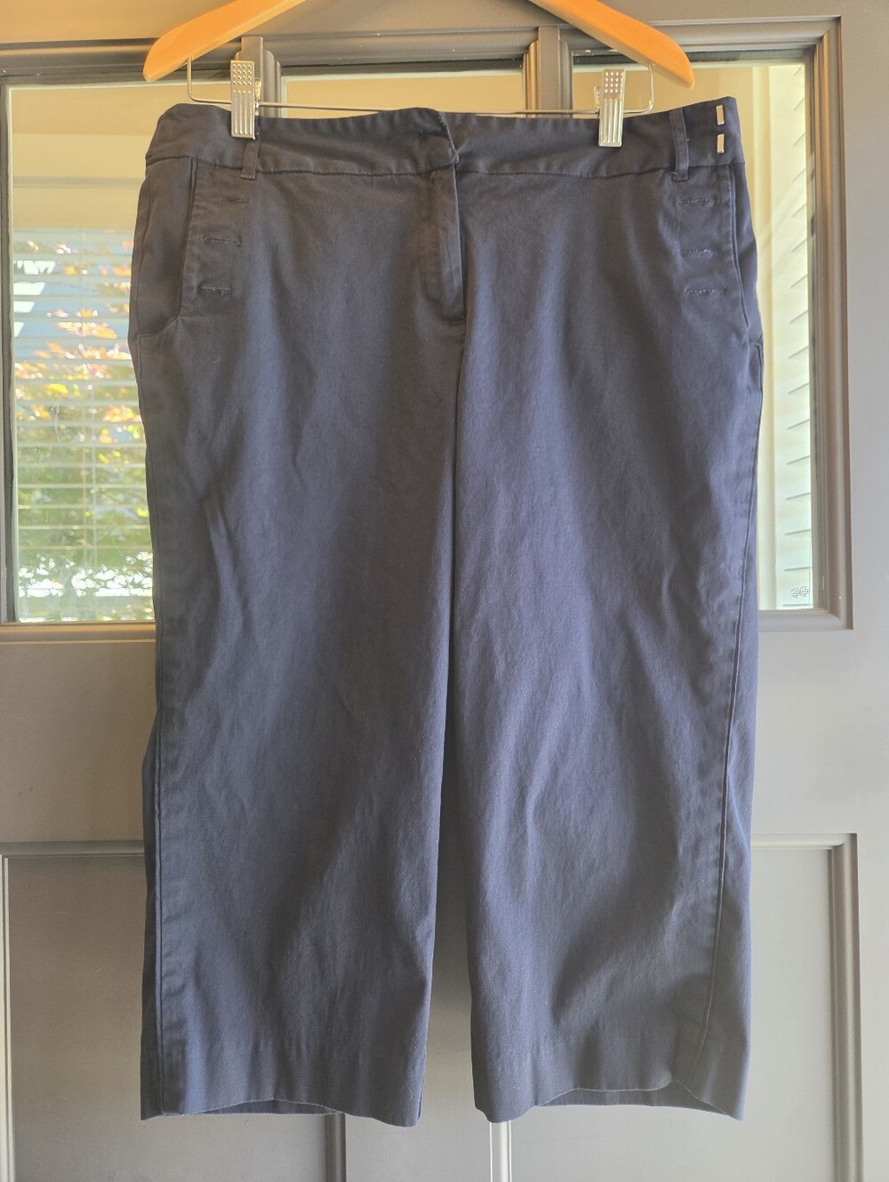 Talbots Petites Black Sailor Button Capri Crop Pants Stretch Size 12P